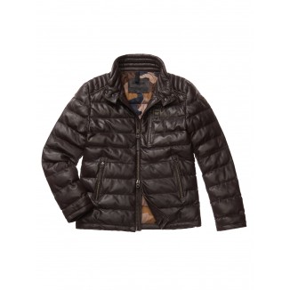 CAZADORA DE PIEL PESPUNTEADA DE RAYAS GABRIEL -