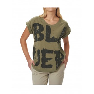 CAMISETA BLAUER MUJER TEÑIDA EN PRENDA - 