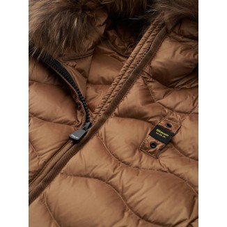 PLUMÍFERO ONDAS CON CAPUCHA DE PIEL LYDIA