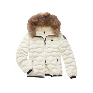 PLUMÍFERO ONDAS CON CAPUCHA DE PIEL LYDIA -