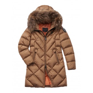 PLUMÍFERO LARGO LUMINOSO BRANDY -