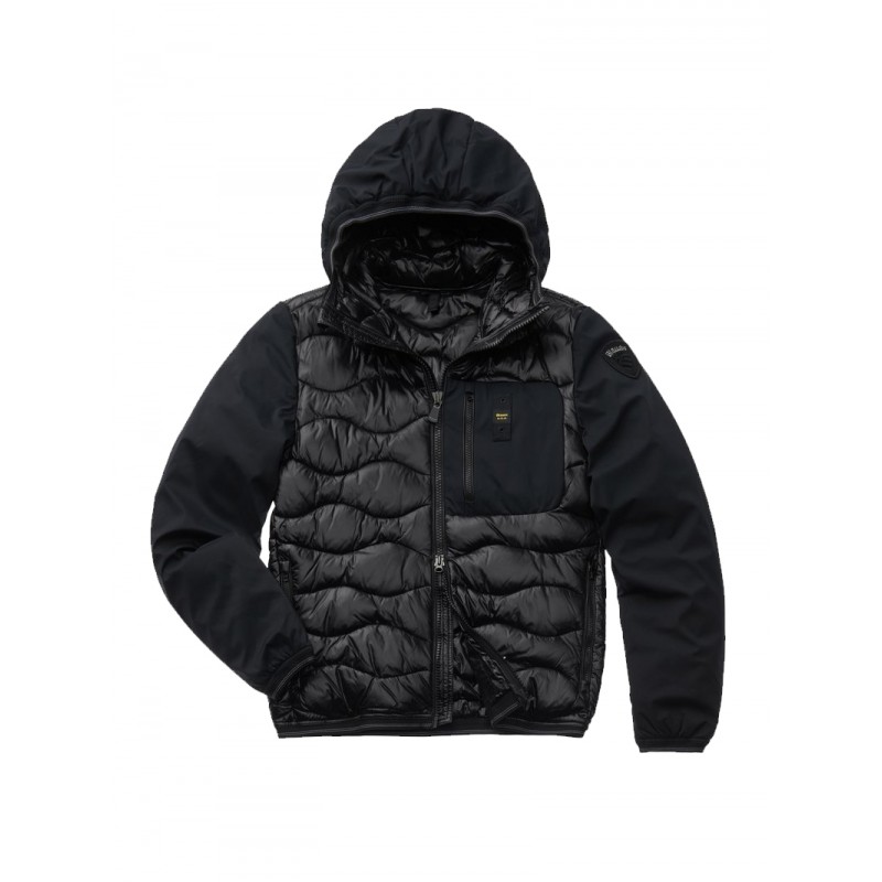 BLAUER PIUMINO UOMO HERMAN NERO IN NYLON E NEOPRENE - 