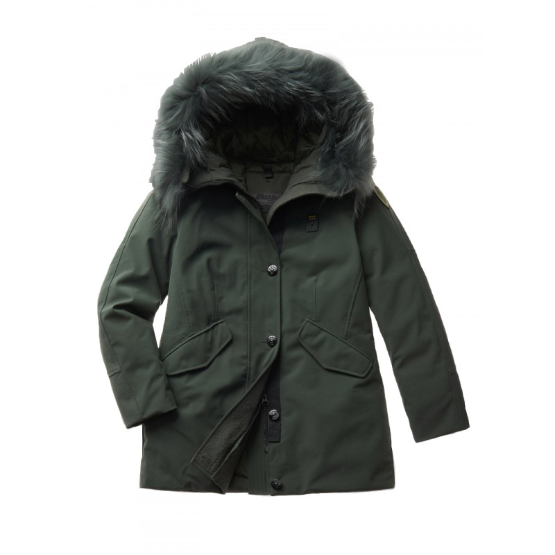 PARKA DE NEOPRENO CON CAPUCHA DE PELO IRMA - PARKA DE NEOPRENO CON CAPUCHA DE PELO IRMA -