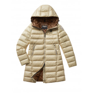 BLAUER PIUMINO LUNGO CON CAPPUCCIO AGNES COLORE PELICANO - 