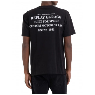 CAMISETA REPLAY CON ESTAMPADO MOTORCYCLES NEGRA
