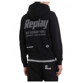 SUDADERA REPLAY CON CAPUCHA Y CREMALLERA NEGRA