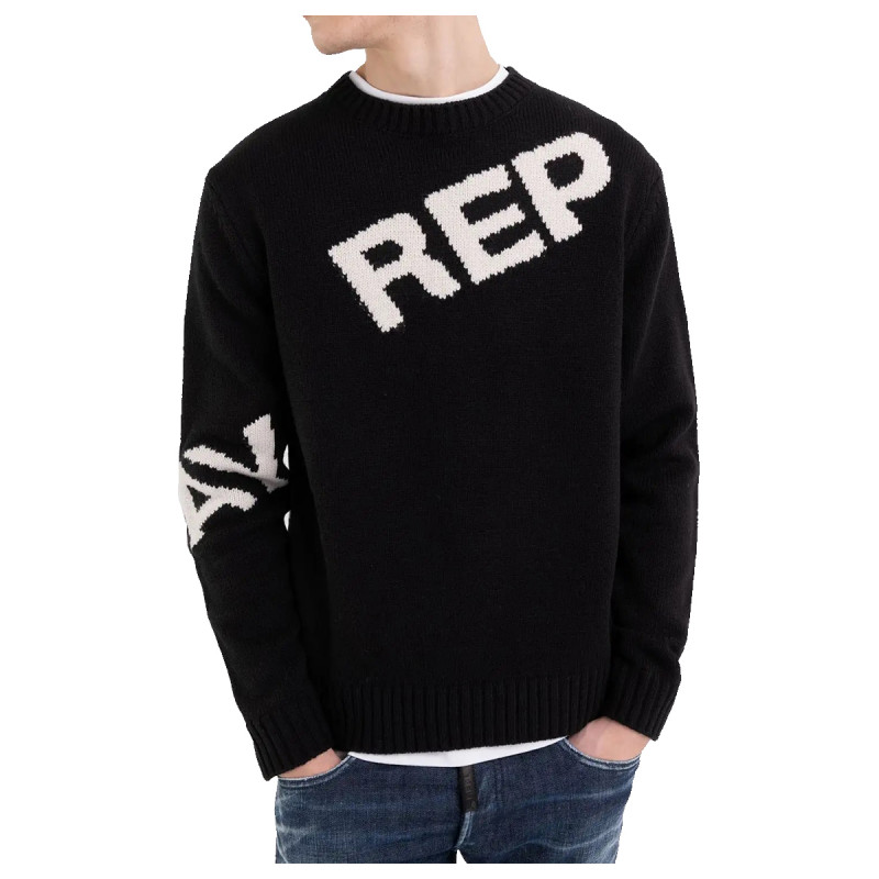 MAGLIA IN MISTO LANA CON LOGO REPLAY - 