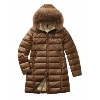 PIUMINO BLAUER LUNGO CON CAPPUCCIO IN PELLICCIA AGNES - 