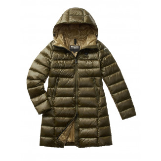 BLAUER PIUMINO LUNGO CON CAPPUCCIO AGNES VERDE - 