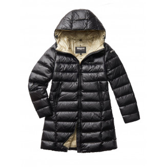 BLAUER PIUMINO LUNGO CON CAPPUCCIO AGNES COLORE NERO - 