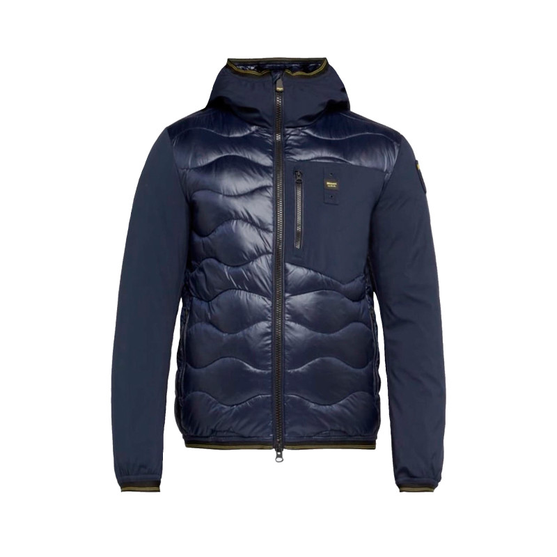 PLUMÍFERO BLAUER DE NYLON Y NEOPRENO CON CAPUCHA HERMAN AZUL MARINO - PLUMÍFERO BLAUER DE NYLON Y NEOPRENO CON CAPUCHA HERMAN AZUL MARINO -