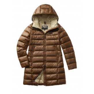 BLAUER PIUMINO LUNGO CON CAPPUCCIO AGNES COLORE DACHSHUND - 