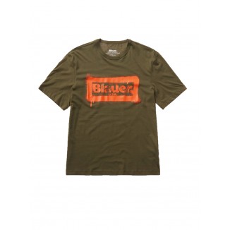 T-SHIRT BLAUER STAMPA GRAFFITI VERDE - 