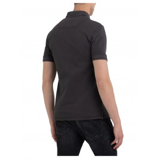 POLO CON ESTAMPADO Y BOTONES REPLAY COLOR NEGRO
