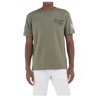 T-SHIRT VERDE REPLAY CON STAMPA GIAPPONESE - 