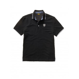 POLO BLAUER NEGRO CON BORDES RAYADOS - 