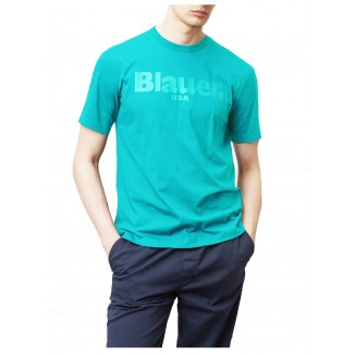 CAMISETA LOGO BLAUER AL TONO EN COLOR TURQUESA -