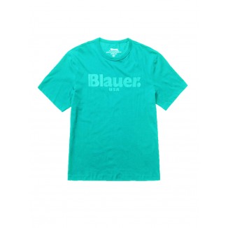 CAMISETA LOGO BLAUER AL TONO EN COLOR TURQUESA - 