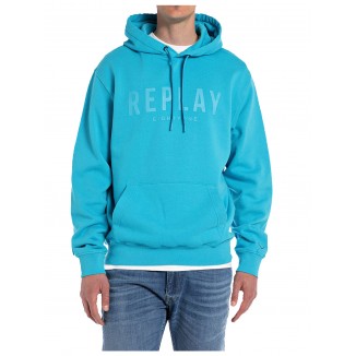 HOODIE REPLAY CON CAPUCHA COLOR TURQUESA - 