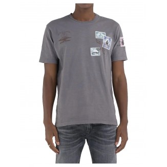 T-SHIRT VERDE REPLAY CON STAMPA GIAPPONESE - 