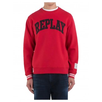 FELPA REPLAY CON CAPPUCCIO E ZIP NERA -