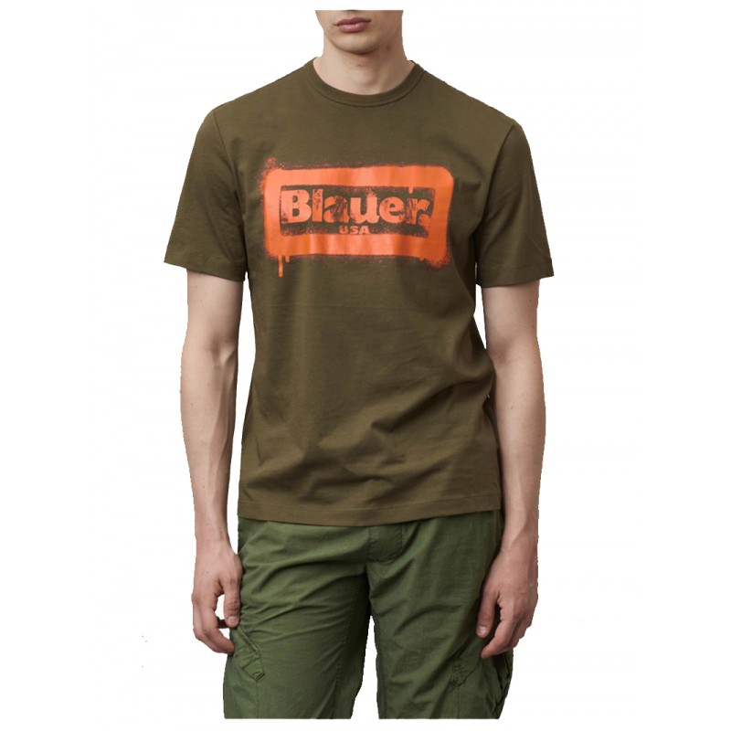 T-SHIRT BLAUER STAMPA GRAFFITI VERDE - 