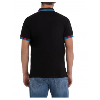 POLO CON ESTAMPADO Y BOTONES REPLAY COLOR TURQUESA - 